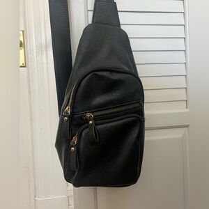 Faux leather shoulder bag